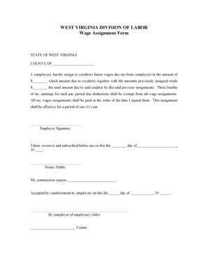 West Virginia Wage Assignment Form