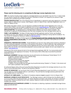 Florida Marriage License Application