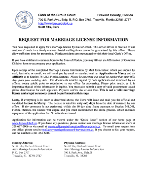 Florida Marriage License Application