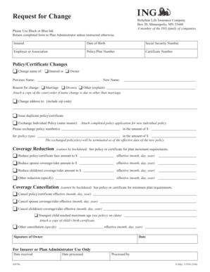 ReliaStar Life Insurance Policy Change Request Form