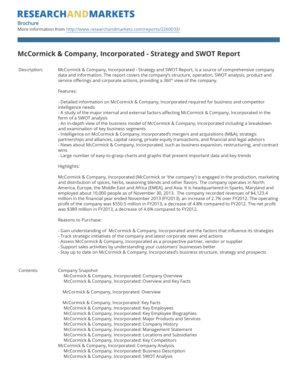 McCormick Company Strategy and SWOT Report