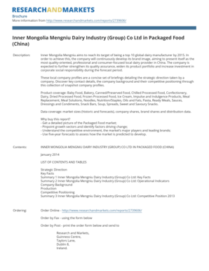 Research and Markets Order Form