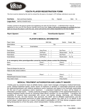 Youth Player Registration Form Fill Online Printable Fillable Blank Pdffiller Youth Football Registration Form Template