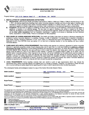 California Carbon Monoxide Detector Notice