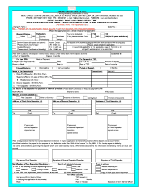 EXIM Bank Term Deposit Application Form