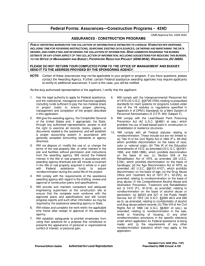 Federal Construction Programs Assurances Form 424D