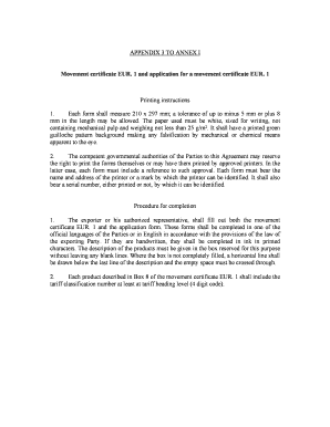 Movement Certificate EUR.1 Application