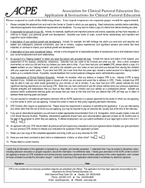 Clinical Pastoral Education Application