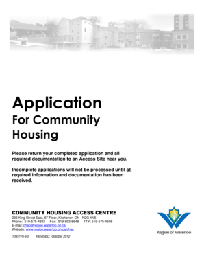 Application for Community Housing Waterloo Region