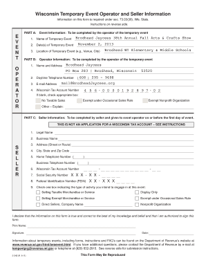 Wisconsin Temporary Event Operator and Seller Information