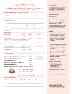 2013 ABWA National Women’s Leadership Conference Registration Form