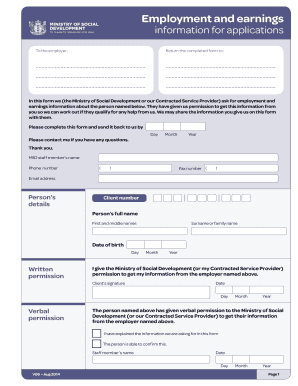 Employment and Earnings Information Form