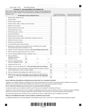 Montana Schedule IV Nonresident/Part-Year Resident Tax Form