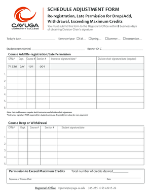 Schedule Adjustment Form
