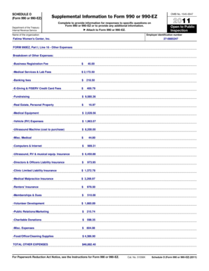 Schedule O (Form 990 or 990-EZ) Supplemental Information
