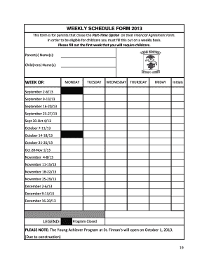 Weekly schedule form 2013 week of - Where Children Grow - Young ...