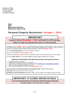 Connecticut Personal Property Declaration