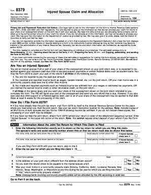 IRS Form 8379 Injured Spouse Claim