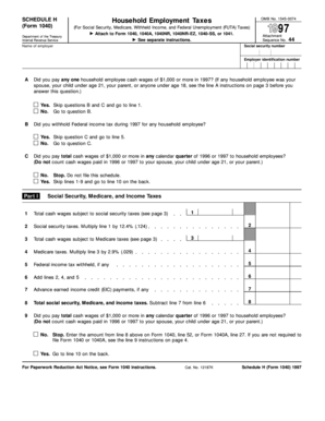 Schedule H Household Employment Taxes Form 1040