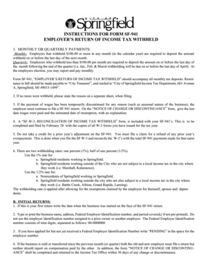 Form SF-941 Employer’s Return of Income Tax Withheld