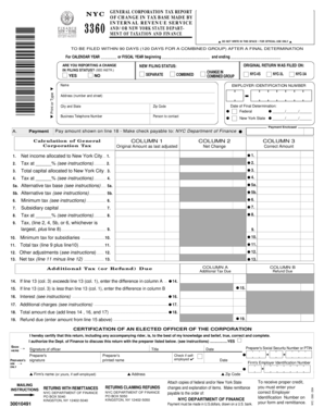 NYC General Corporation Tax Report