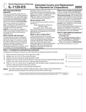 Illinois IL-1120-ES Estimated Tax Payment Form