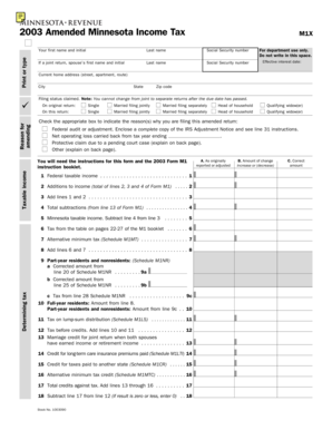 2003 Amended Minnesota Income Tax Form M1X