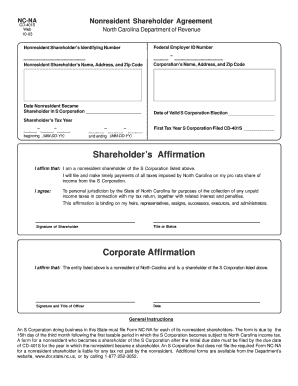 NC-NA Nonresident Shareholder Agreement