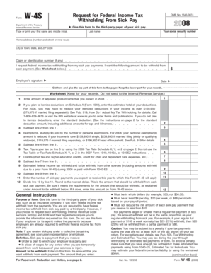 Form W-4S Withholding From Sick Pay