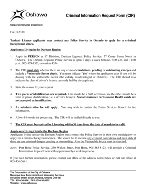 Criminal Information Request Form (CIR)