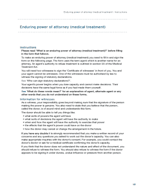 Enduring Power of Attorney Medical Treatment Form