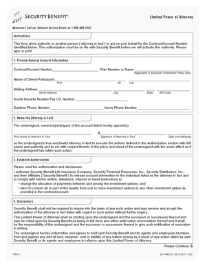 Limited Power of Attorney for Security Benefit Account