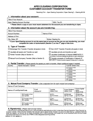 Apex Clearing Customer Account Transfer Form