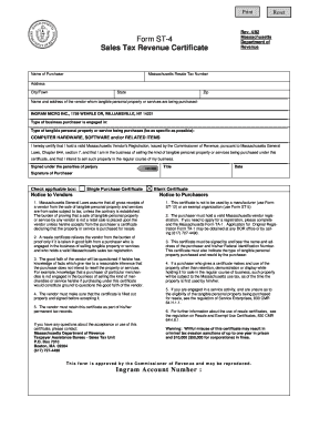 Massachusetts Sales Tax Revenue Certificate