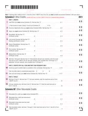 Schedule Z Other Credits