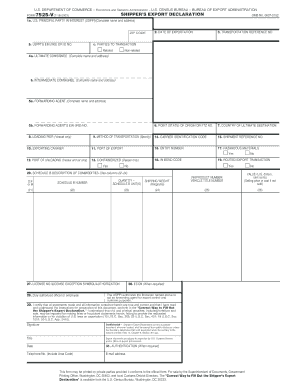 US Shipper’s Export Declaration Form 7525-V