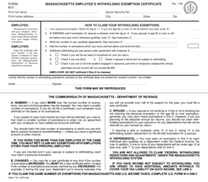 Massachusetts Employee’s Withholding Exemption Certificate