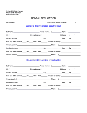 Michigan Rental Application
