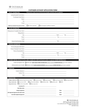 Customer Account Application Form