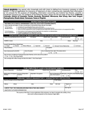 Accidental Dismemberment Insurance Proof of Loss Form