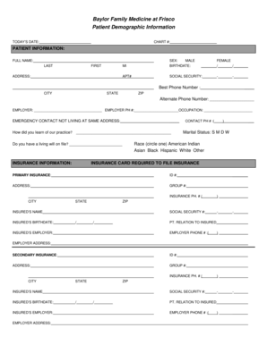 Patient Demographic Information Form