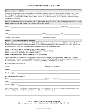 Authorized Representative Form