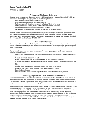 Oklahoma Professional Disclosure Statement