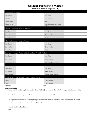 Student Permission Waiver