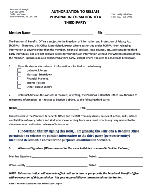 Authorization to Release Pension Information