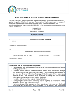 Authorization for Release of Personal Information
