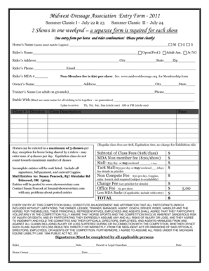 Midwest Dressage Association Entry Form - 2011 2 Shows in one ...