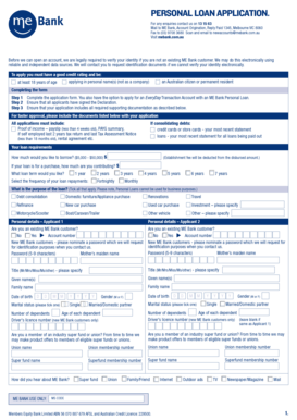 ME Bank Personal Loan Application
