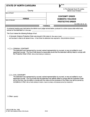 North Carolina Contempt Order