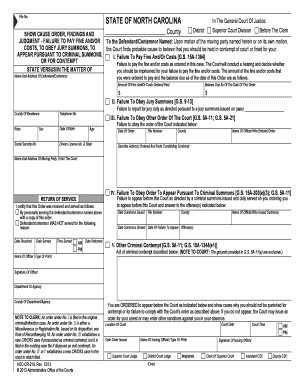 North Carolina Show Cause Order for Contempt